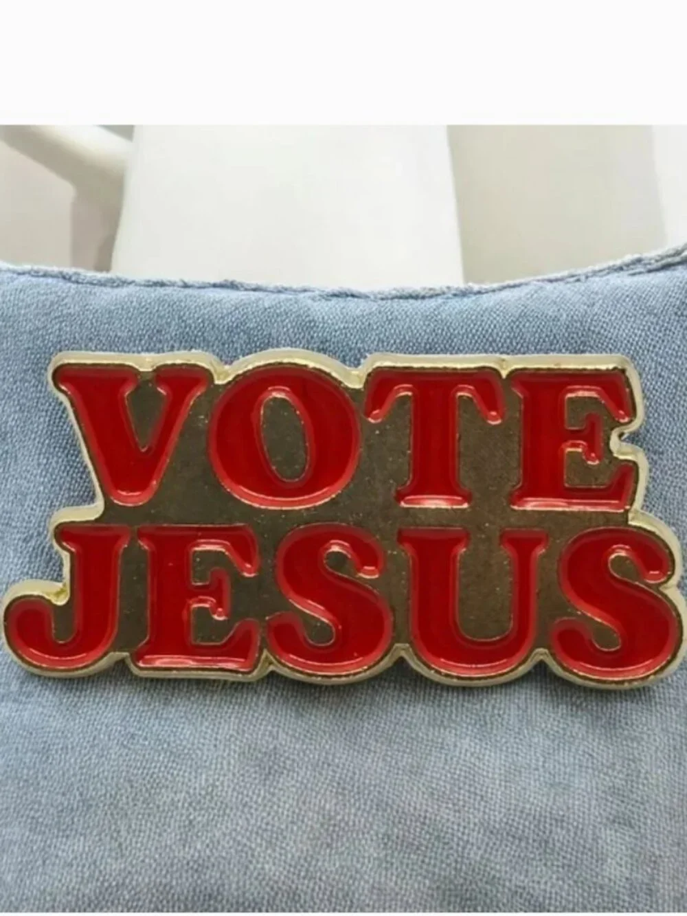 Vote Jesus Enamel Pin Christian Faith Lapel Hat Backpack Brooch NWT